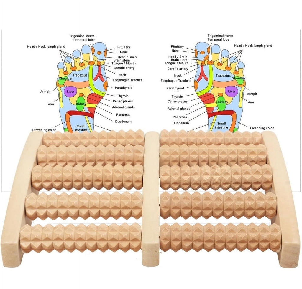 Wooden Foot Massager Roller, Dual Foot Massage Roller for Relief Tired Feet, Pain and Plantar Fasciitis, Massage Tool...