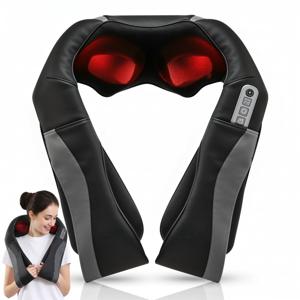 and Back Massager, 3D Deep Kneading Shiatsu Shoulder Massager with Heat, Gifts for Men Women, Black