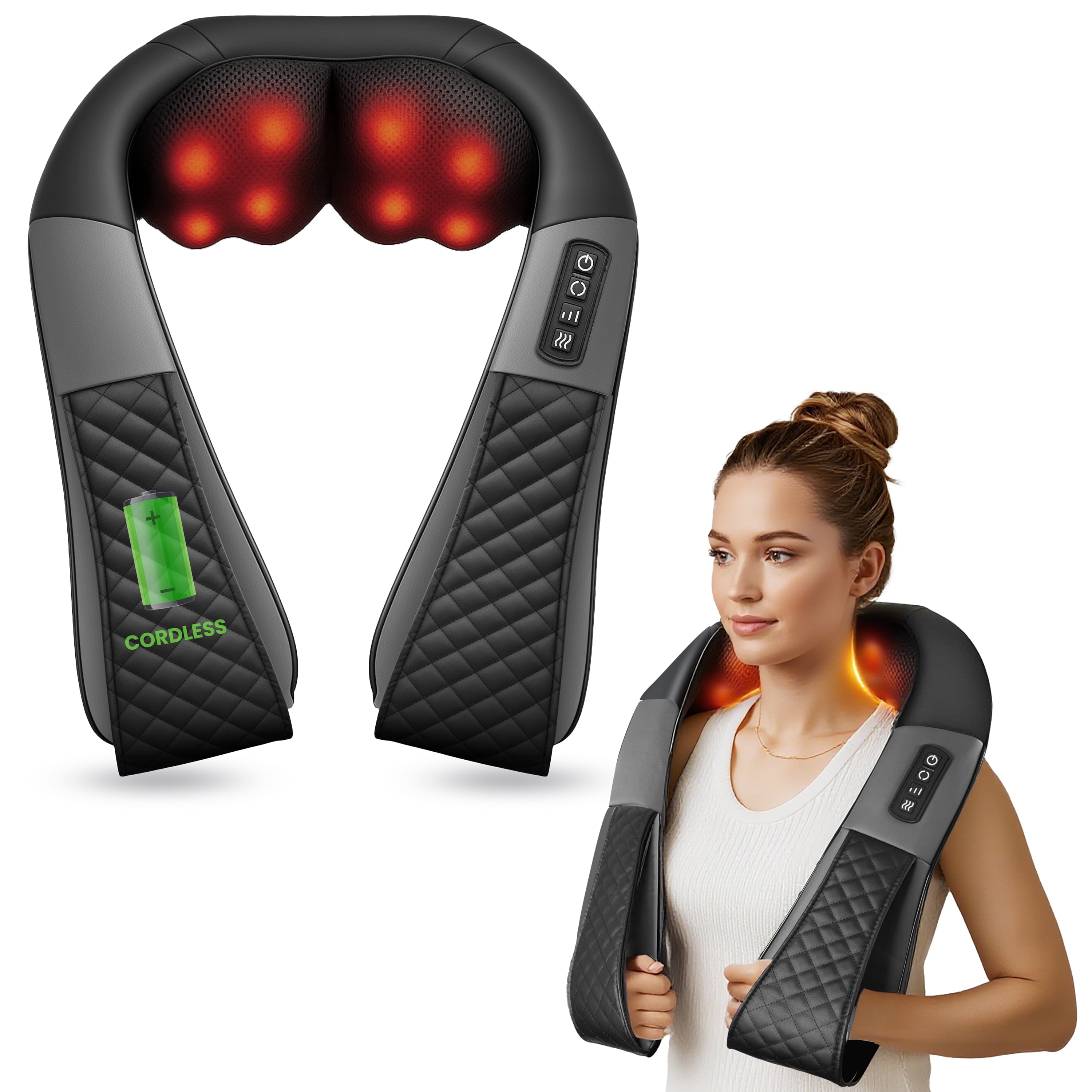 Massager with Heat, 4D Shiatsu Shoulder Massager for Pain Relief, Gifts for Mom Dad