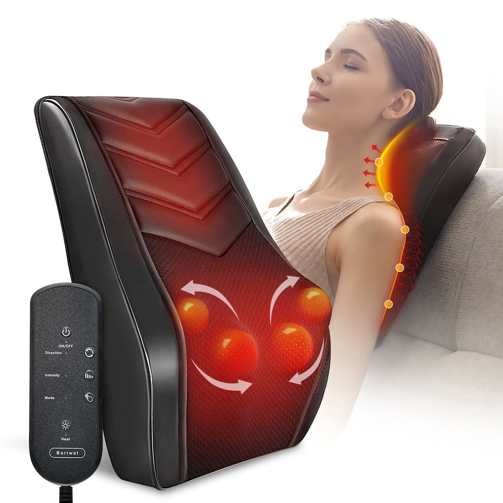 & Massager with Heat — 3D Deep-Kneading Shiatsu Pillow, Black — Home Use & Gift for Mom & Dad