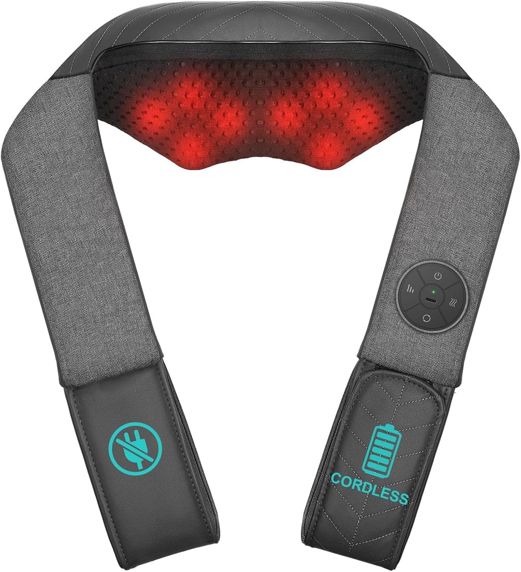 and Back Massager with Heat, Shiatsu Massage Pillow for , Shoulders and Back, Portable Deep Kneading Massager for Hom...