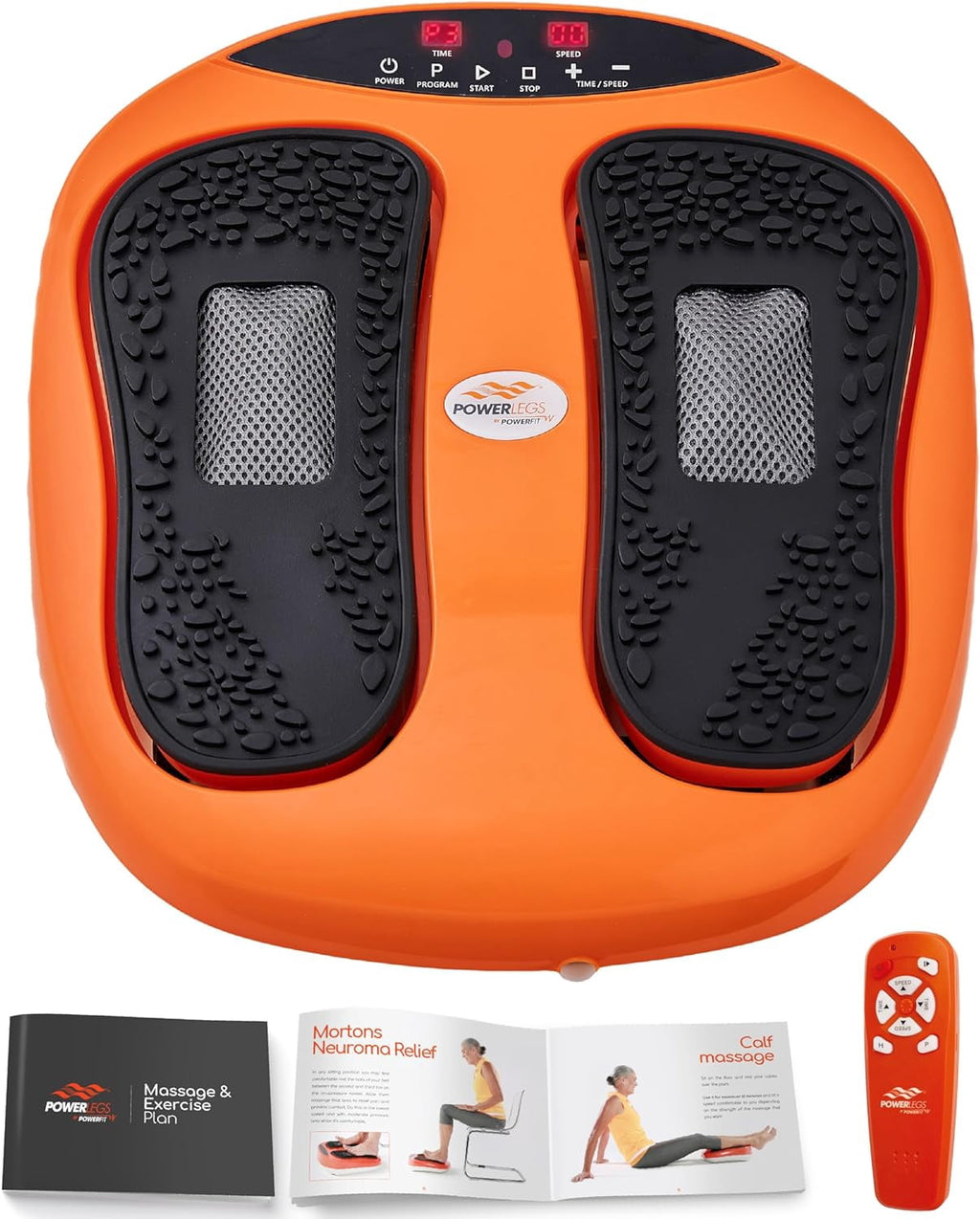 Electric Foot Massager Machine with Remote Control, Adjustable Speed, Vibration - Calf Massager - Feet Massager (Orange)