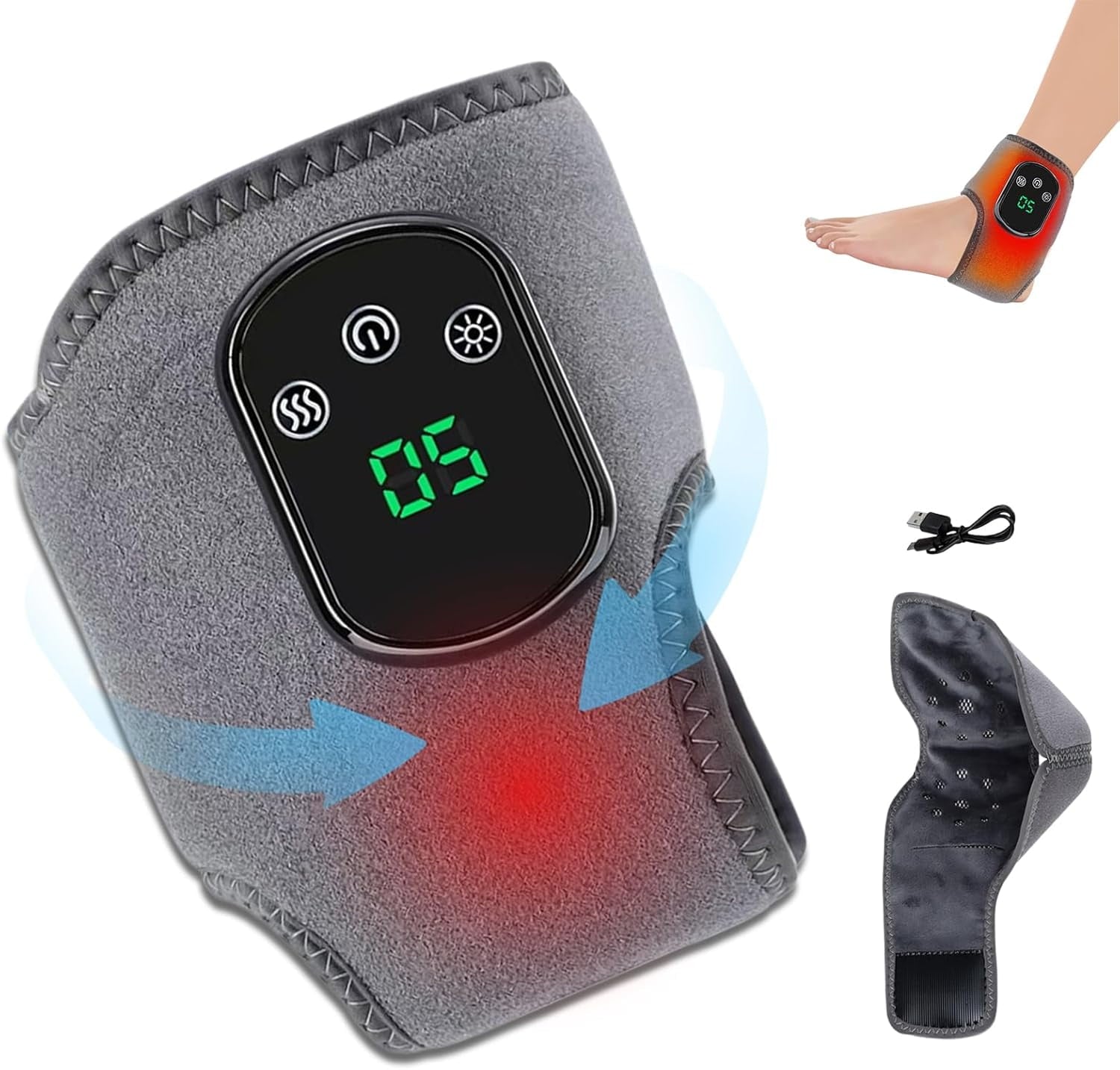 3-in-1 Heated Wrap with 3 Vibration Modes & 5 Heat Levels, for Circulation & Pain Relief, for Relaxation, for Neuropa...