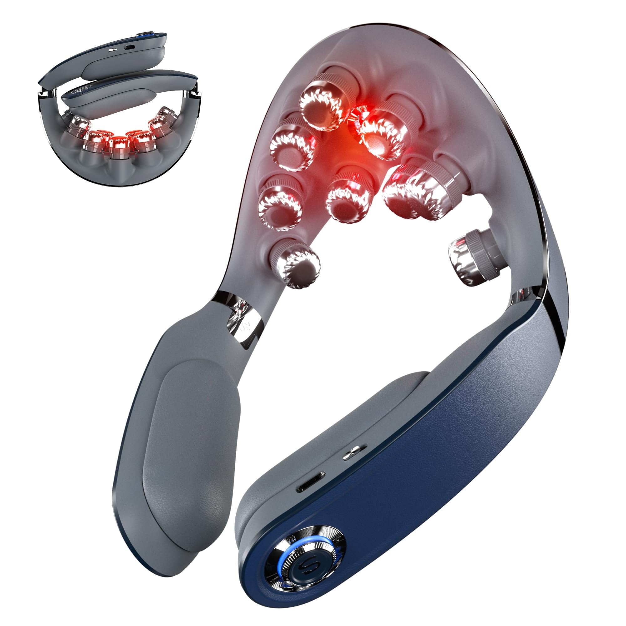 Massager for Pain Relief, 9D Deep Tissue Foldable Electric Massager with Heat & Vibration, Portable Gift for Men & Women