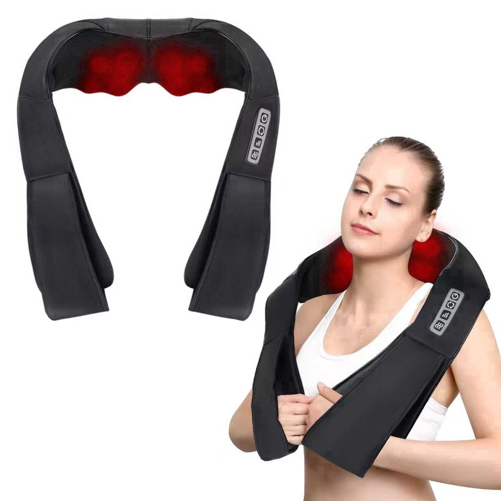 Neck Massager with Heating,3D Deep Kneading Massager, Gifts for Men Women, Black