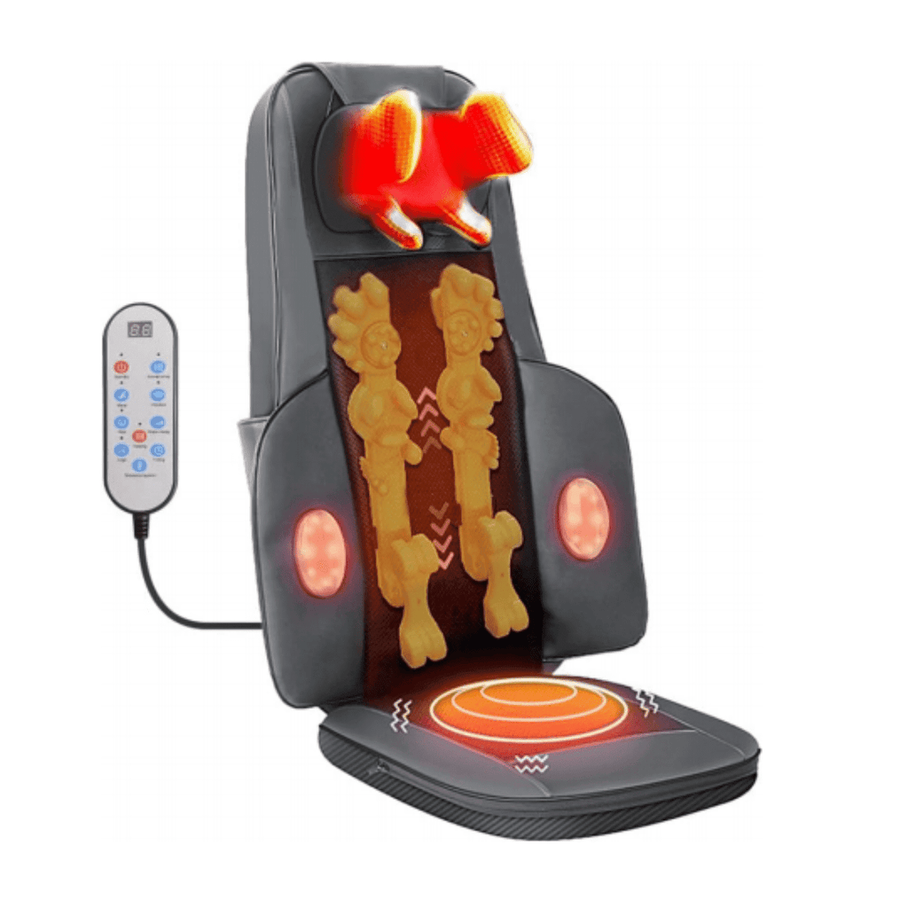 Pad Seat Massager w Adjustable Neck & Back/ Heat for Home Office, Gray