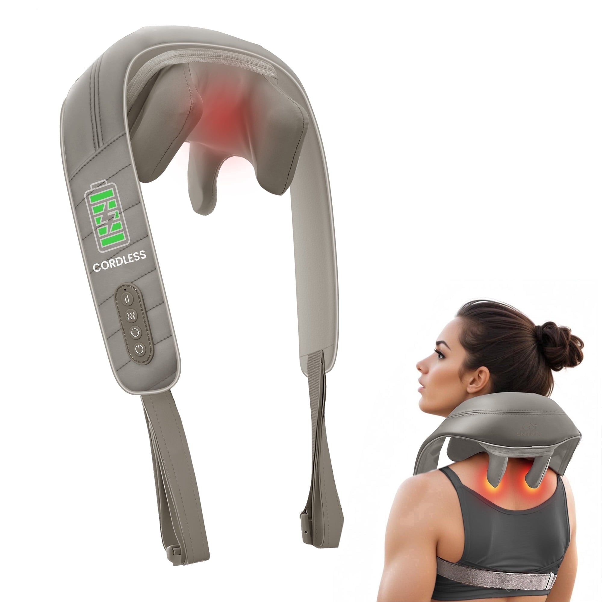 Neck Back Massager with Heat for Pain Relief Deep Tissue, Gray, Gifts