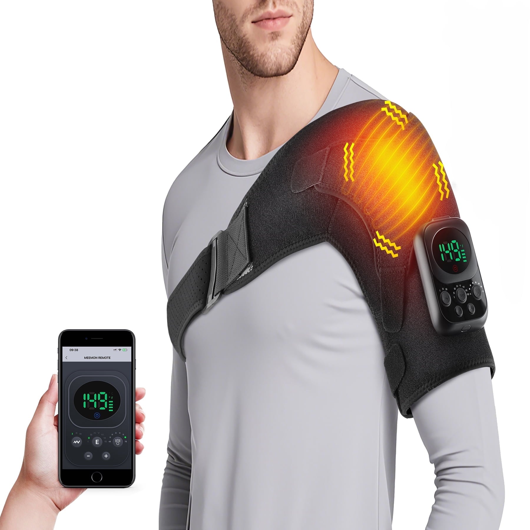 with Massage,Heated Brace for Men Women,Cordless Massager with App Remote Control,Heated Wrap with 6 Heat & 3 Vibrati...