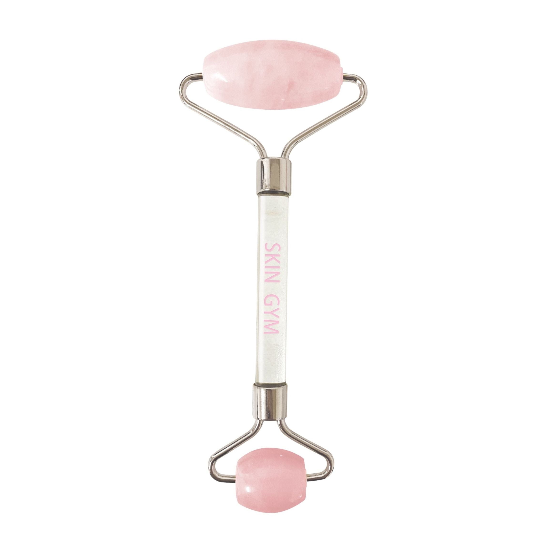Quartz Facial Roller for De-puffing and Facial Massage, Dual-Ended Small and Large 100% Quartz Stones