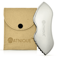 Stainless Steel Gua Sha Massager, Cooling, Board Shape, for Face, Neck & Body, Rolling w/ Travel Pouch