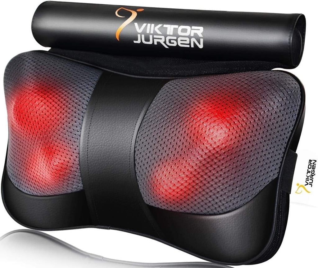 Massage Pillow Shiatsu Deep Kneading Shoulder Back and Foot Massager with Heat-Relaxation Gifts for Women/Men/Dad/Mom
