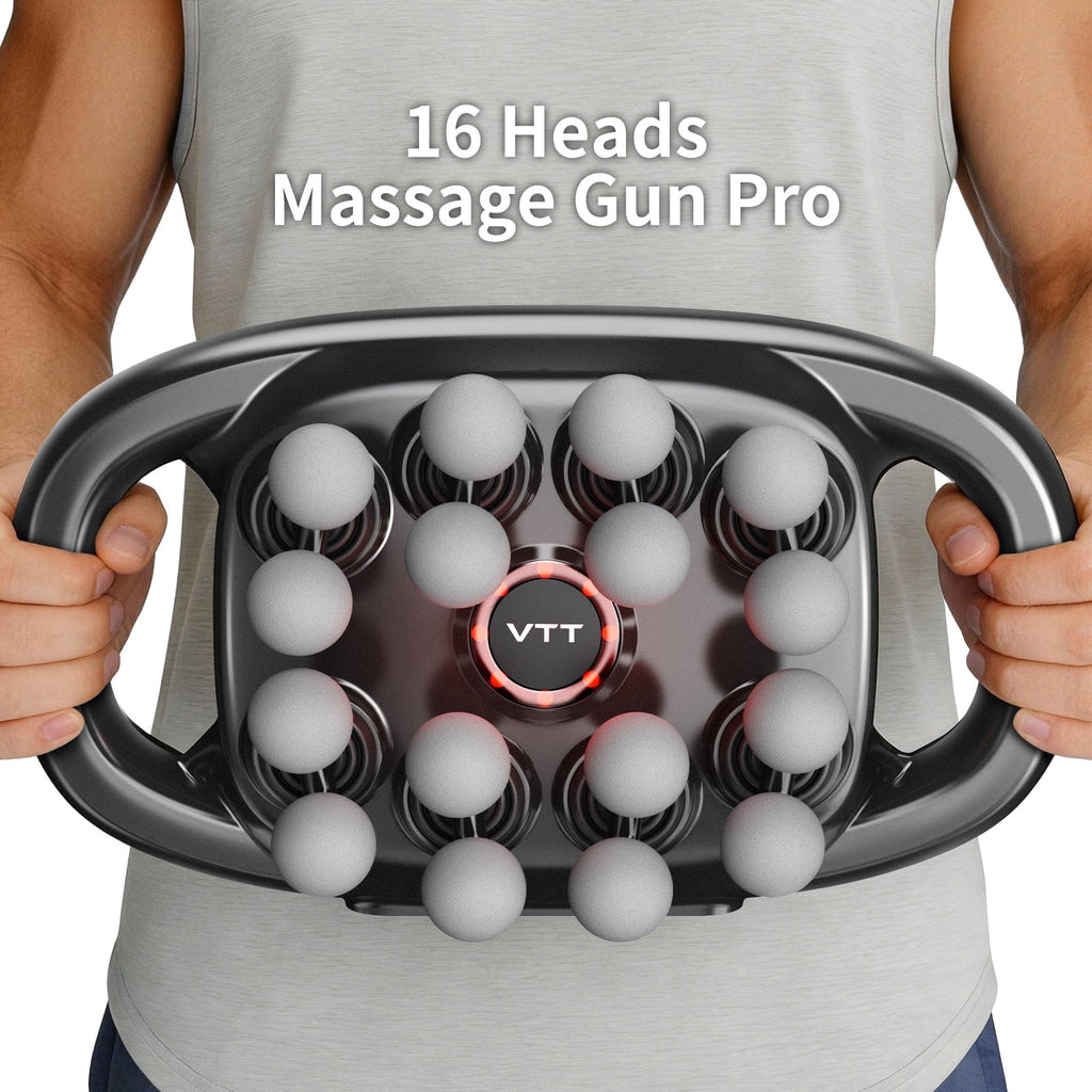 16 Massage Gun Pro, Deep Tissue Percussion Massager for Neck, Shoulder, Arm, Back, Waist, Hip, Leg and Foot, Body Mus...