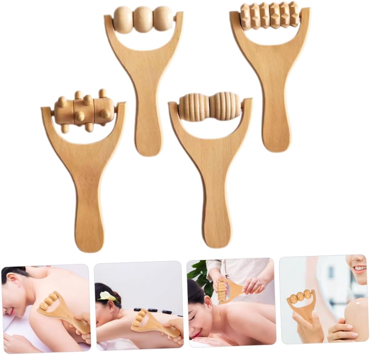 Wooden Massage Roller,Muscle Massager Roller,Manual Massage Tools,Portable Back Massage Roller,Hand Roller Massager S...