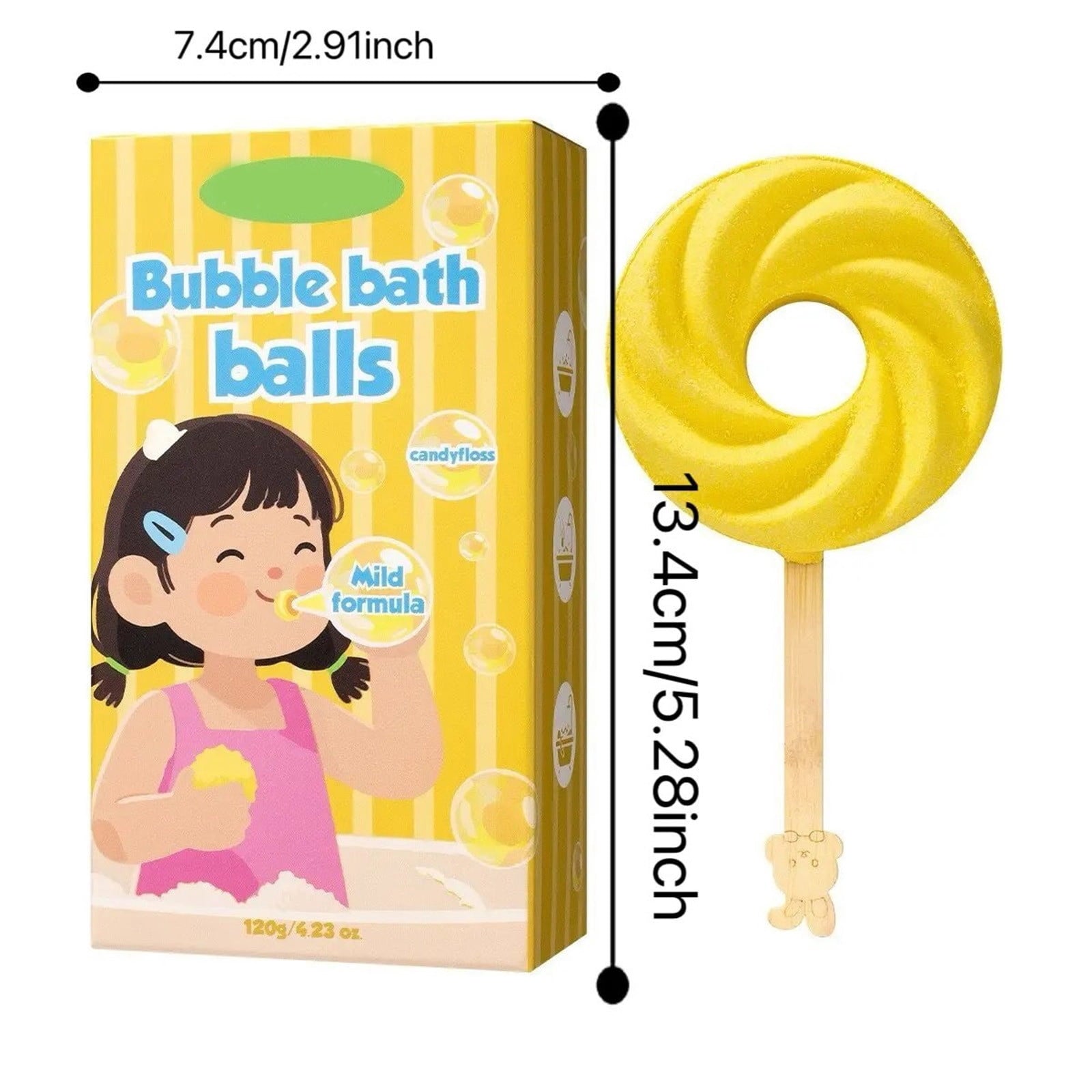 Bath Bomb With Wooden Stick Mild Fruity Formula Rich Foam For Home Spa Relaxation And Gifting - Image 2