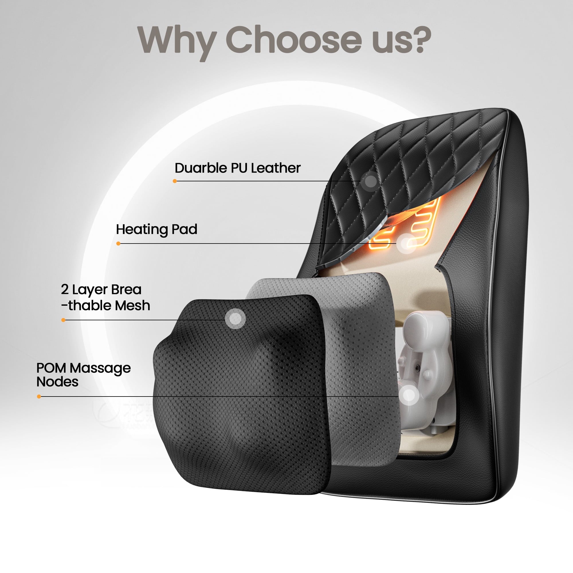 Massager with Heat, 3D Kneading Massage Pillow for , Neck, Shoulder, Leg Pain Relief Deep Tissue, Gifts for Women Men... - Image 3