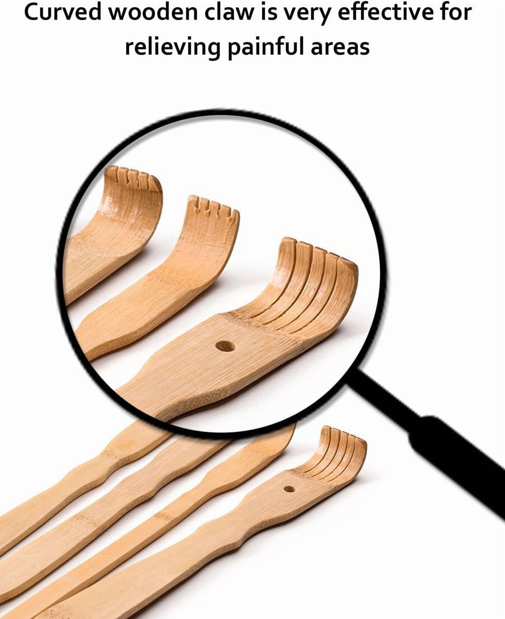 4 Piece Traditional Back Scratcher and Body Relaxation Massager Set for Itching Relief, 17.5", Strong and Sturdy, 100... - Image 2
