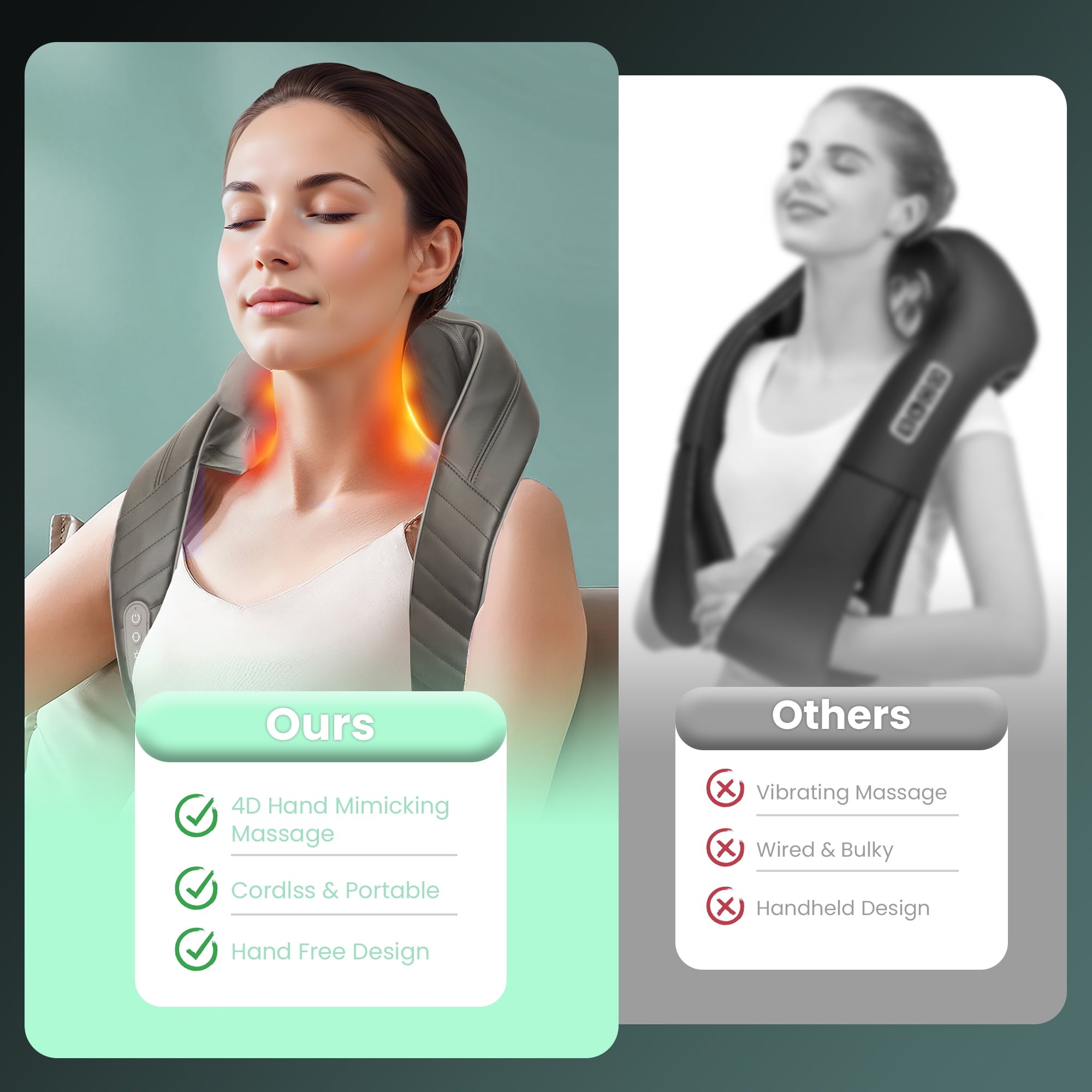 Neck Back Massager with Heat for Pain Relief Deep Tissue, Gray, Gifts - Image 4