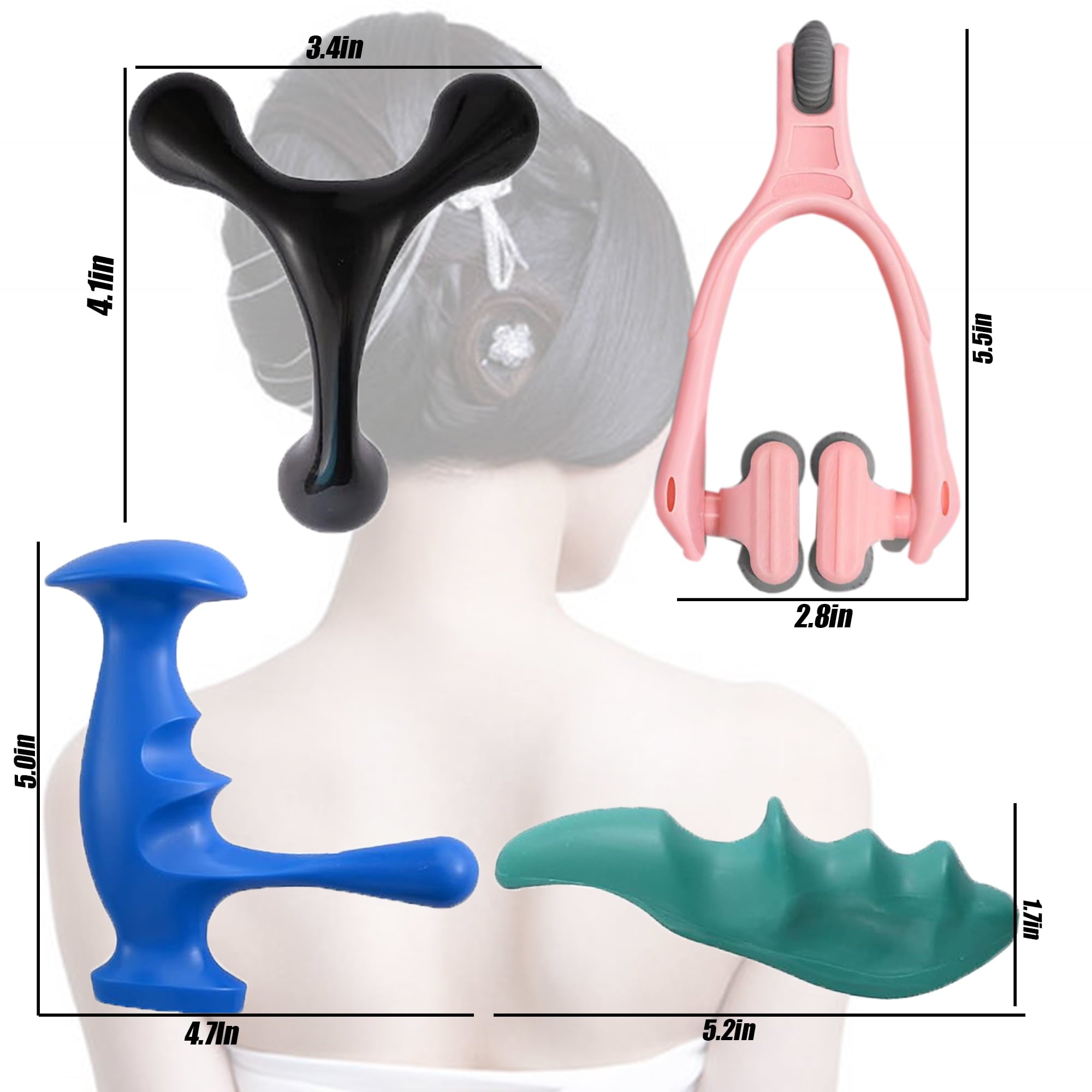 (4 Pack) Manual Trigger Point Massage Tool and Thumb Saver for Full Body Deep Tissue Massage, with 3-Legged Massage K... - Image 2