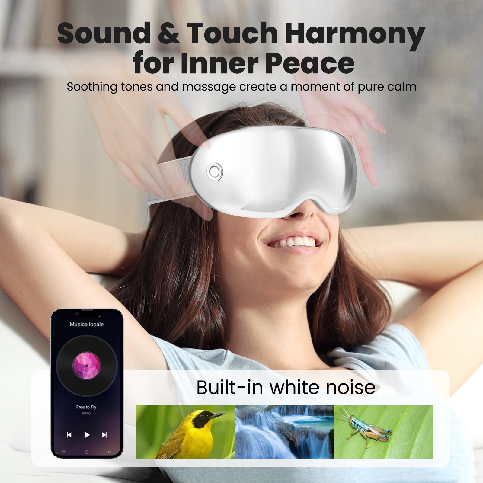 with Heat & Bluetooth - Eligible, Shiatsu Massage for Migraine Relief, Strain, Dark Circles - Rechargeable Mask for S... - Image 5