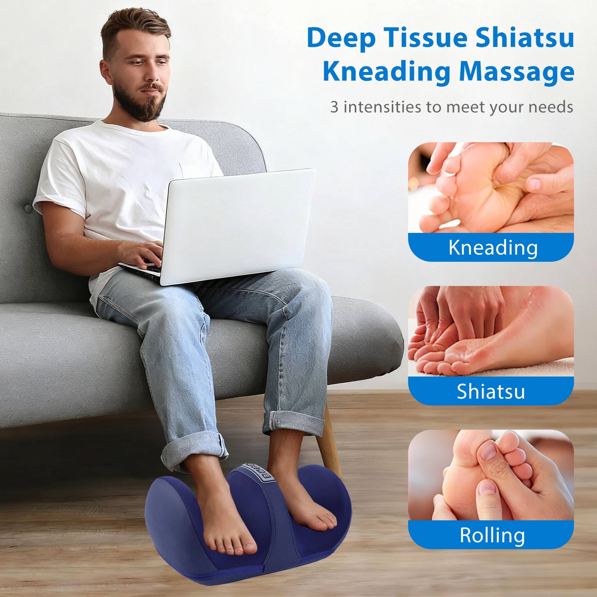 Massager with Heat, and Calf Massager with Massage Roller, Relaxing Gifts for Women Men Mom Dad Birthday Gift,Blue - Image 3