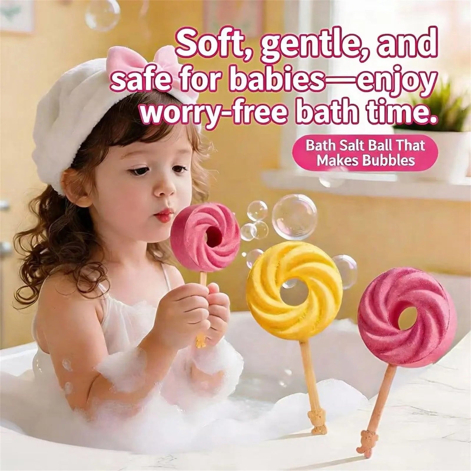 Bath Bomb With Wooden Stick Mild Fruity Formula Rich Foam For Home Spa Relaxation And Gifting - Image 3