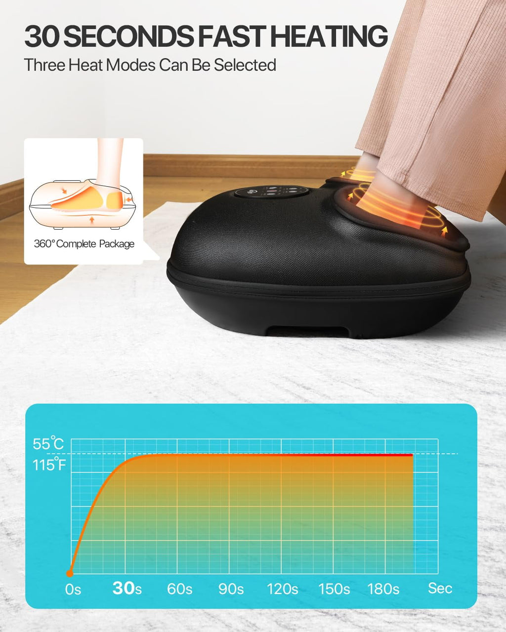 Machine with Heat, Air Compression, Deep Kneading Shiatsu for Tired Blood Circulation, up to Size 12, Relax for Home ... - Image 4