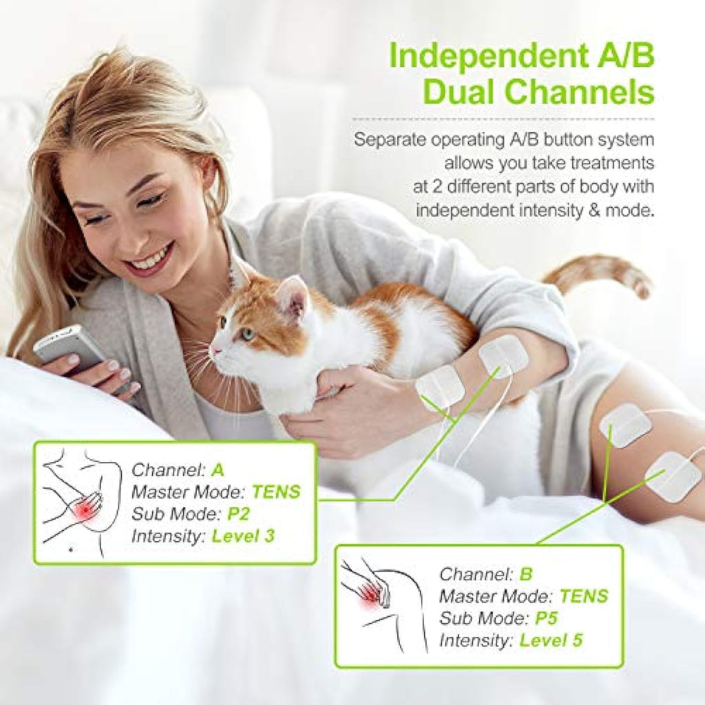 Rechargeable Muscle Stimulator Dual Channel with 10 Reusable Electrode Pads 36 Modes for Back Neck Pain Muscle Therap... - Image 6