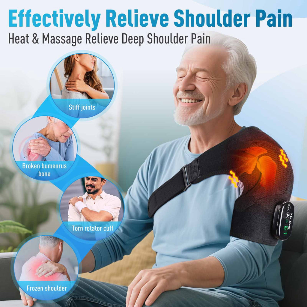 Pads with Massage,Heated Brace for Men Women,Cordless Massager with 5000mAh Battery,Heated Wrap with 6 Heat & 3 Vibra... - Image 2