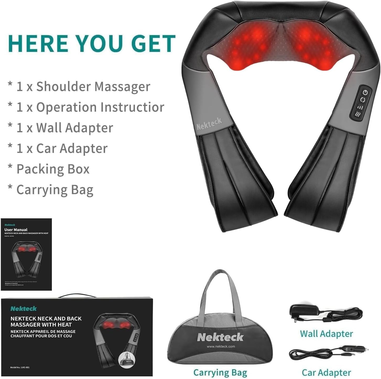 for Pain Relief Deep Tissue, Eligible Shiatsu Back with Heat, Massage Tools for Shoulder Trapezius Waist Leg Muscle, ... - Image 5