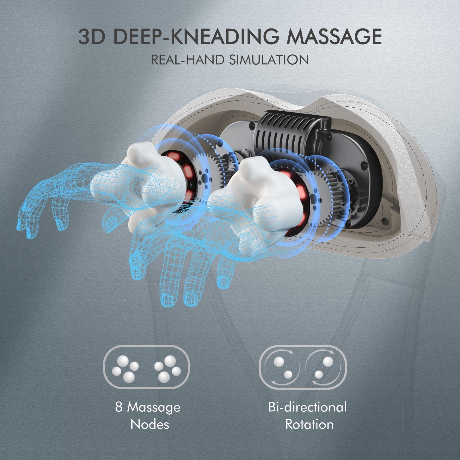 and Shoulder Massager, Deep Kneading Massager with Heat for Full-Body, Gray - Image 2