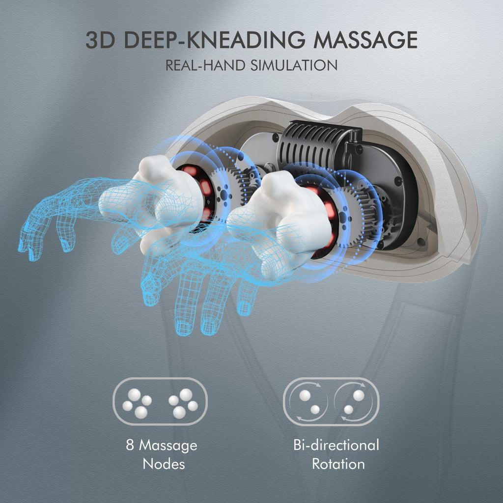 and Shoulder Massager, Deep Kneading Massager with Heat for Full-Body, Gray - Image 2