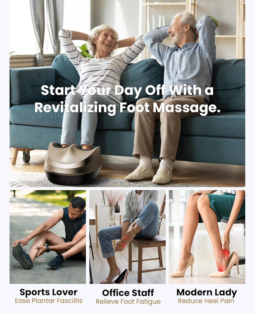 Foot Massager with Soothing Heat & Remote, Deep Kneading Foot Massager, Heated Electric Feet Massager Machine for Neu... - Image 4