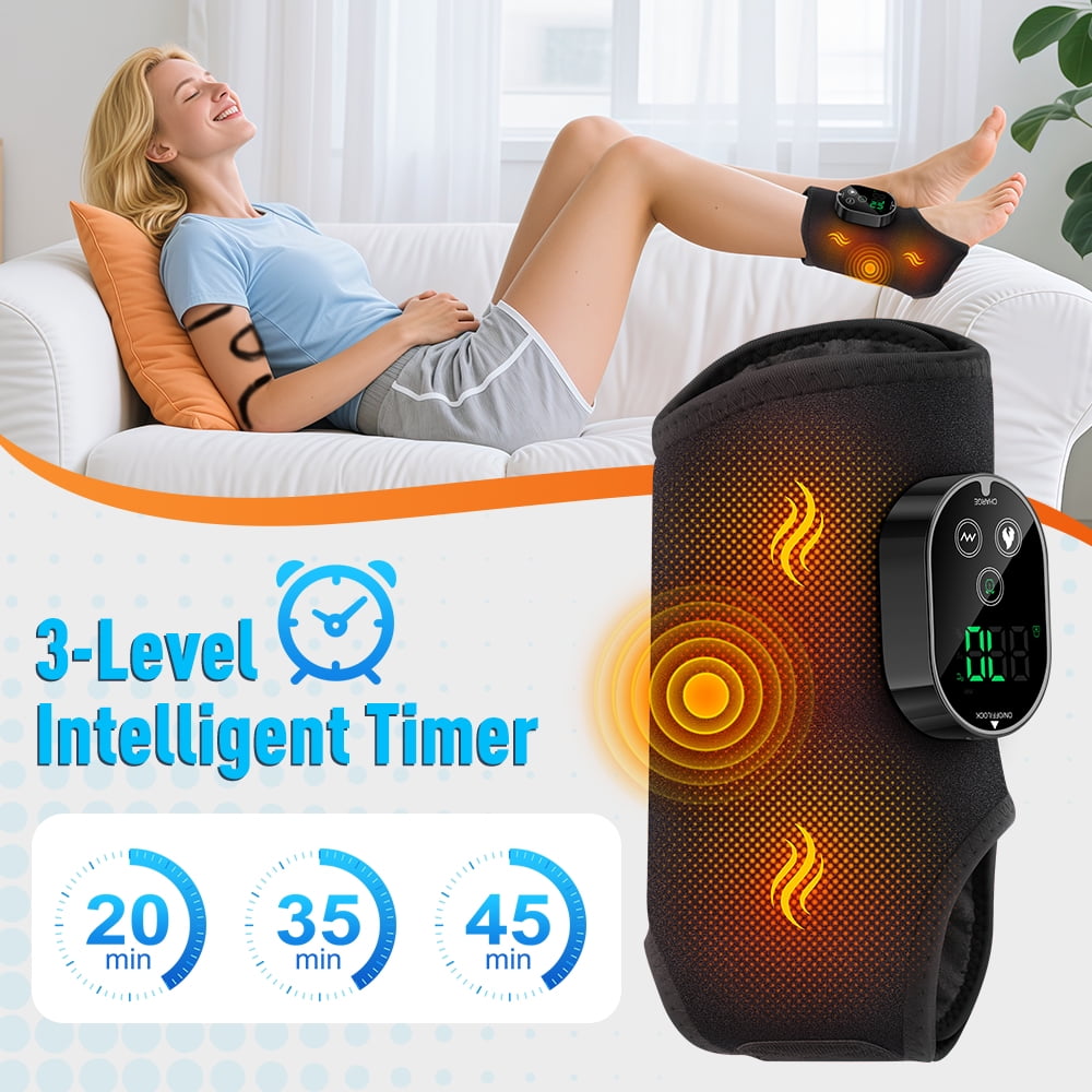 massager with Heat, Ankle Brace Wrap Warmer with 6 Heat & 3 Vibration, 3 Timer Settings, 3000mAh Battery, Ankle Heati... - Image 4