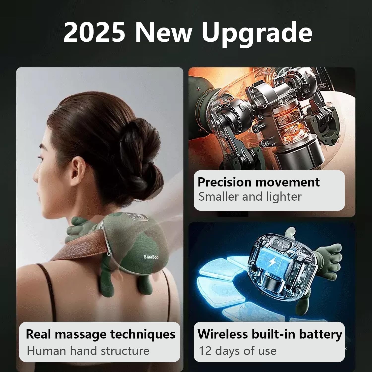2025, with Heat Electric Shoulder & Cervical Massage for Pain Relief deep Tissue Massage Heated for , Back, Shoulder-... - Image 3