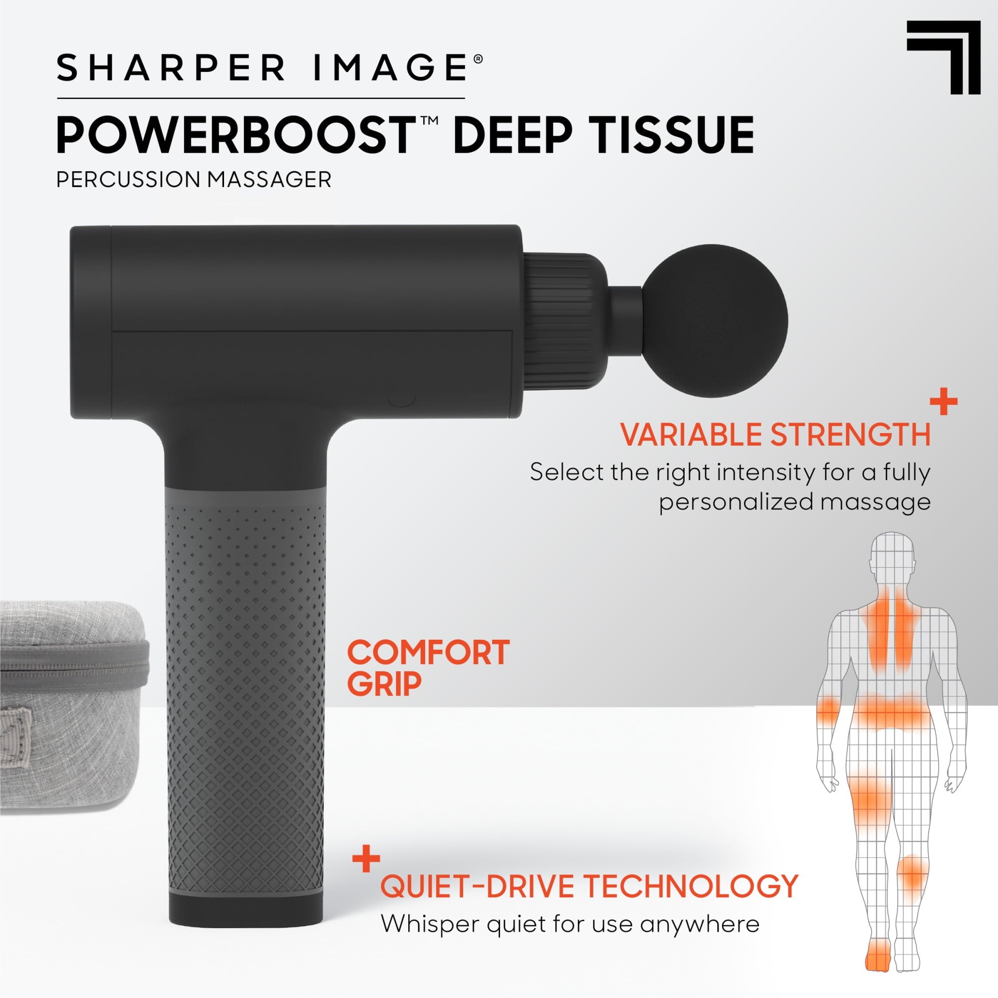 Deep Tissue Percussion Massager 3.0, 5 Attachments, 6 Speed Settings, Black - Image 2