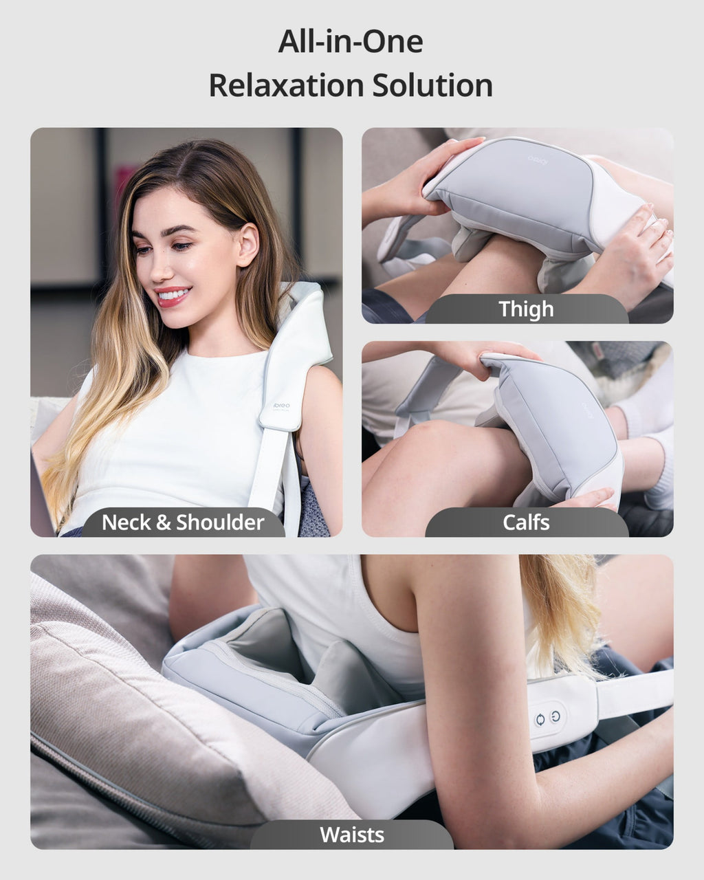 Deep Tissue Kneading Neck & Shoulder Shiatsu Massager w/ Heat & Smart Memory, Gray - Image 2