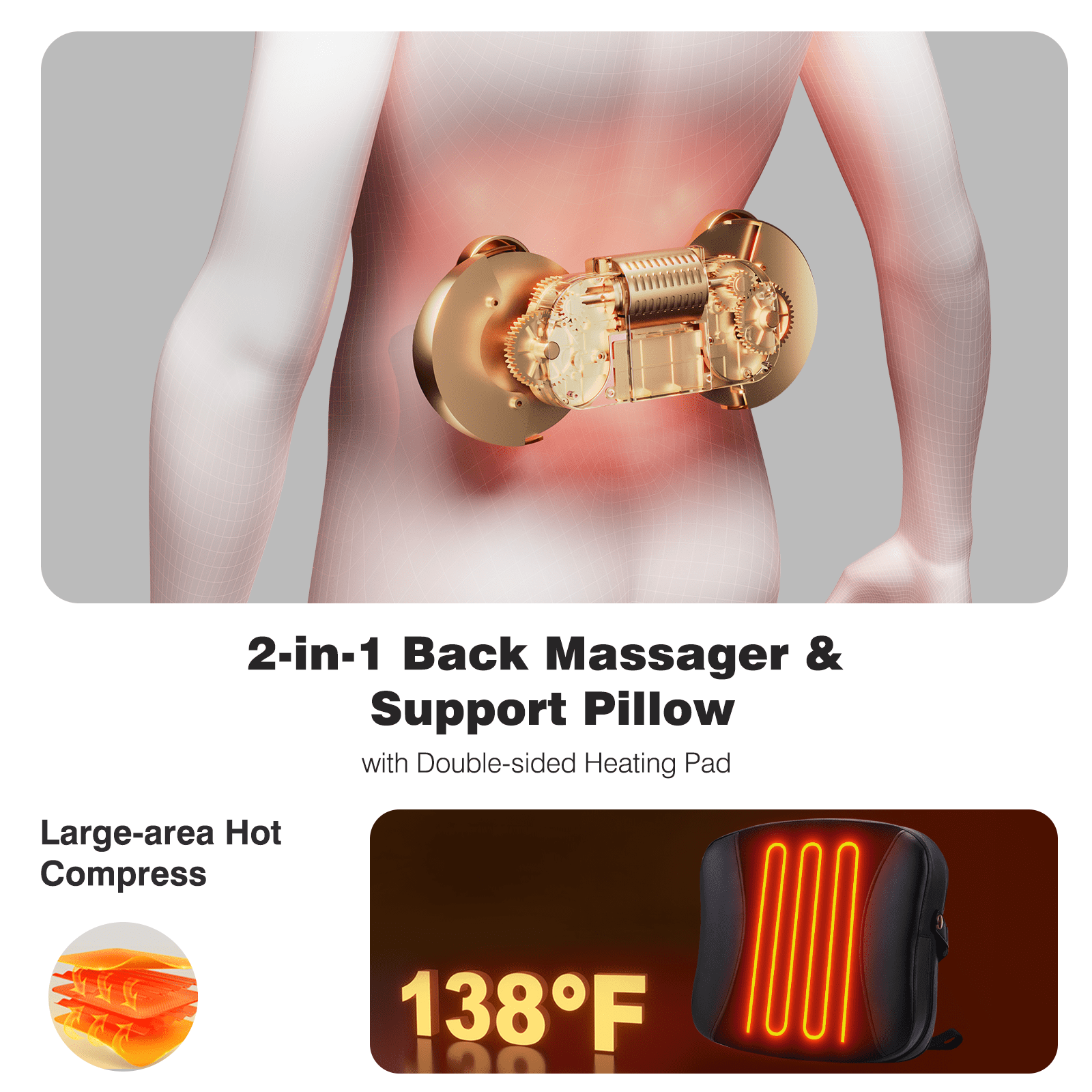 and Neck Massager with Heat, Deep Tissue Kneading Pillow for Office Chair, Gifts for Mom Dad - Image 5