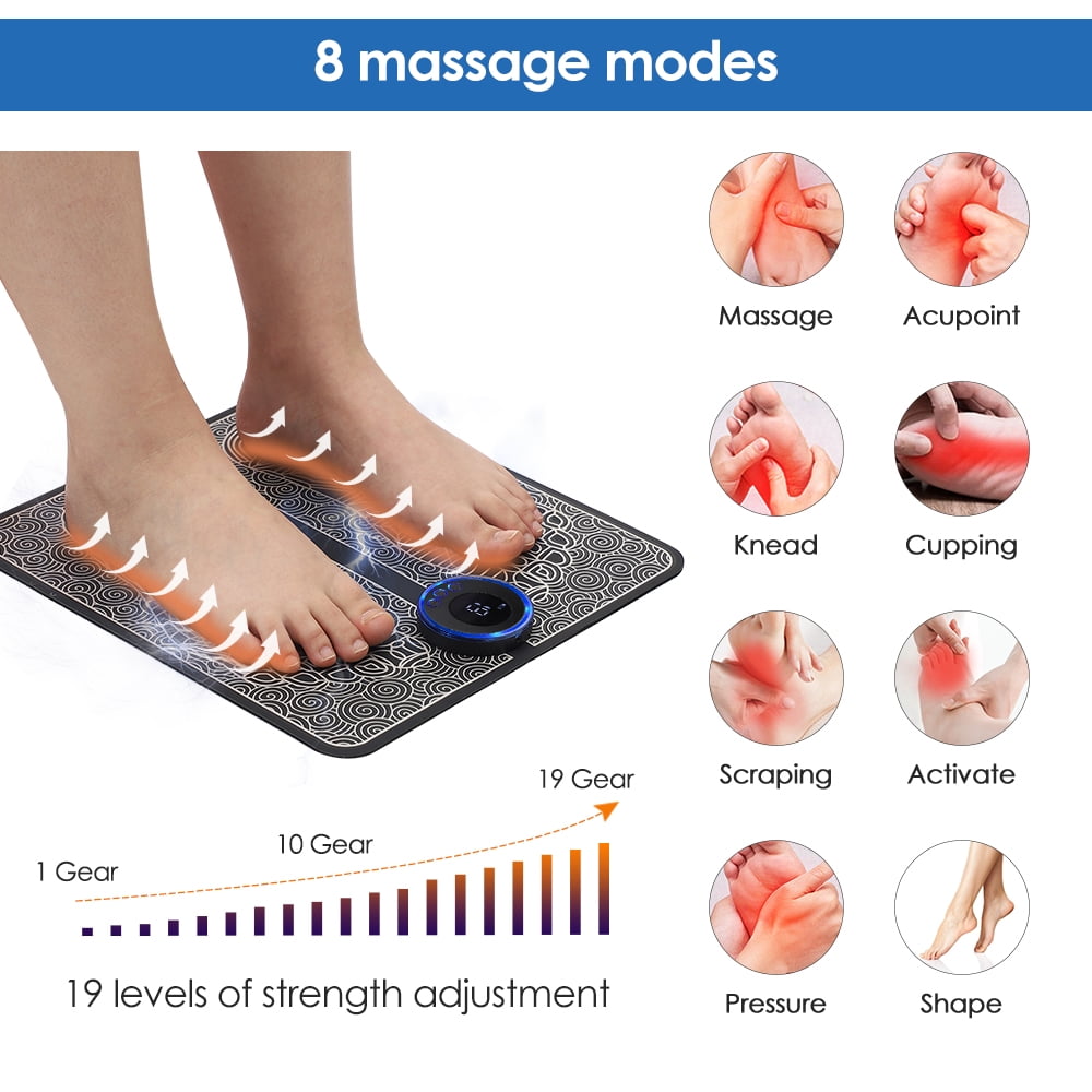 Mat for Neuropathy-Feet with Remote Control, 4 Body Pads, 2-in-1 Back & Legs Massage with 8 Modes, 19 Levels - Image 4