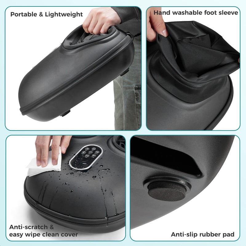 Machine with Heat & Shiatsu, Deep Tissue Plantar Fasciitis Relief, Gifts for Mom Dad, Fits Up to Size 13，Black - Image 6