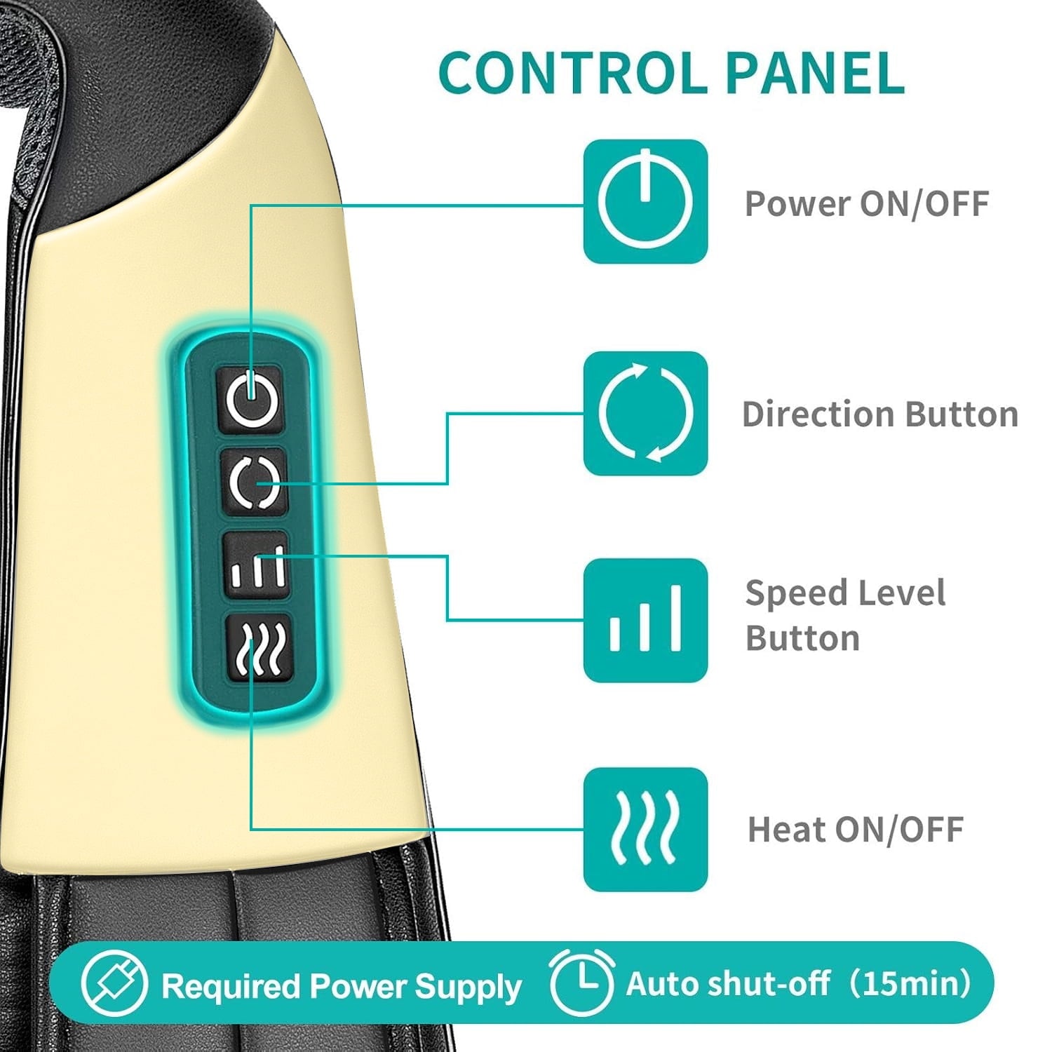 Neck, Back & Shoulder Massager with Soothing Heat, Car & Home Use, Yellow - Image 4