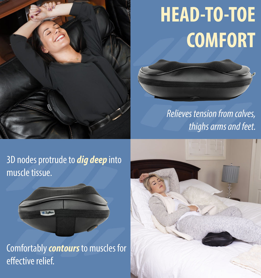 & Neck Massager 3D Kneading 8-Node Massage Pillow with Heat for Muscle Pain, Black - Image 4