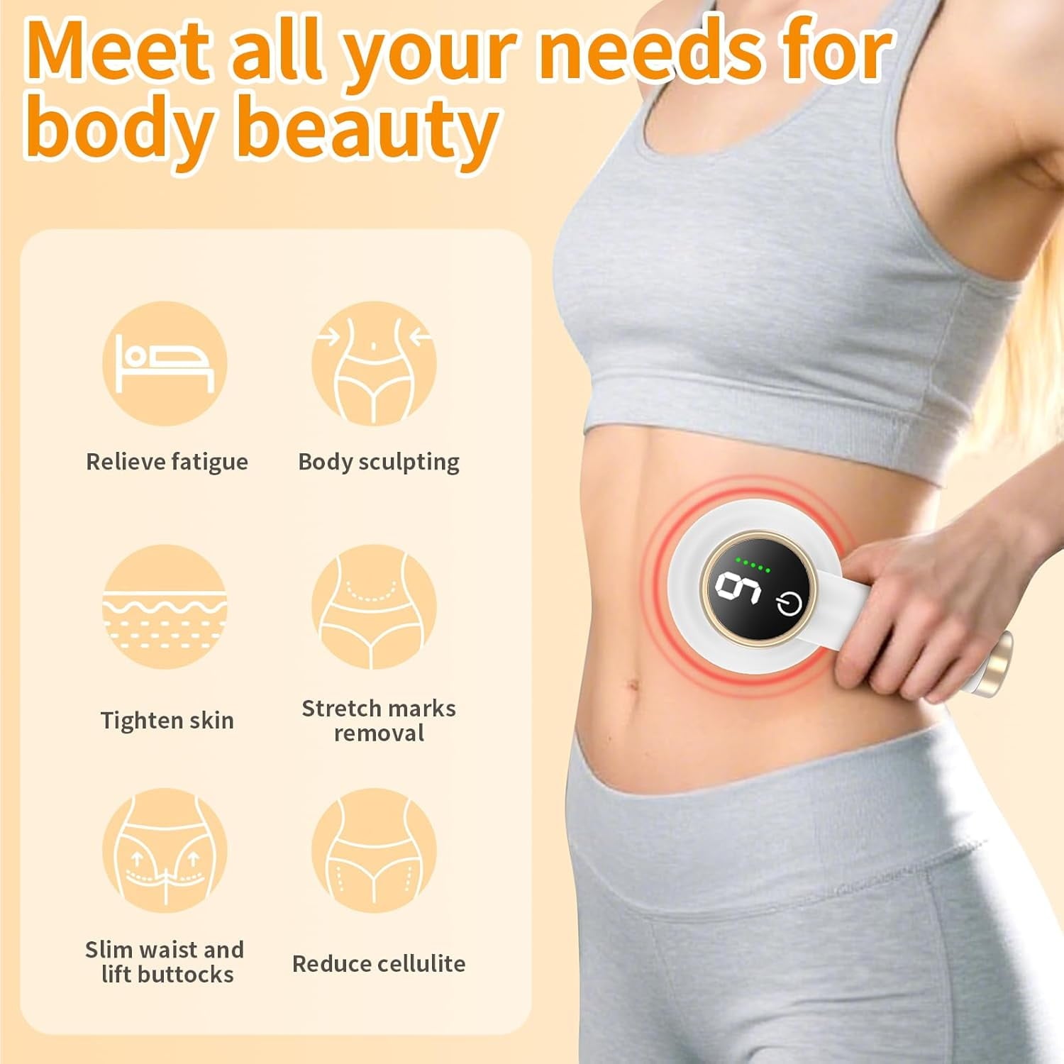Electric Cellulite Massage Tool - Cordless Body Sculpting Machine with 8 Massage Heads, 9 Modes & 1800mAh Battery | P... - Image 6