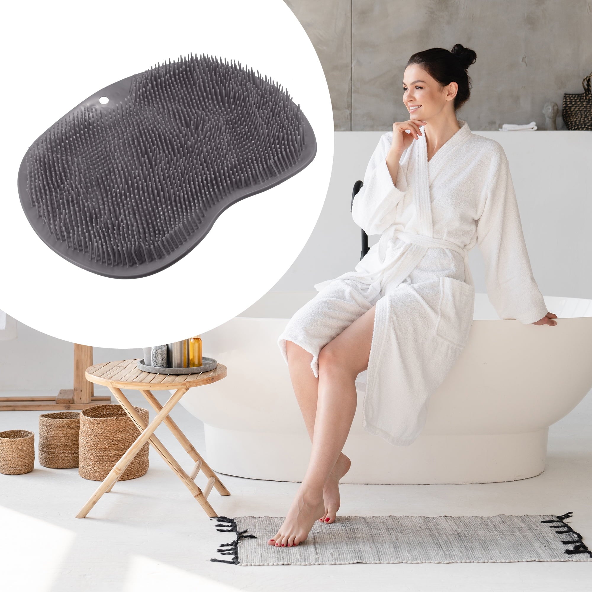 Massager Scrubber Shower Clean Massager Scrubber with Suction Cups 11.81"x8.85" Gray - Image 3
