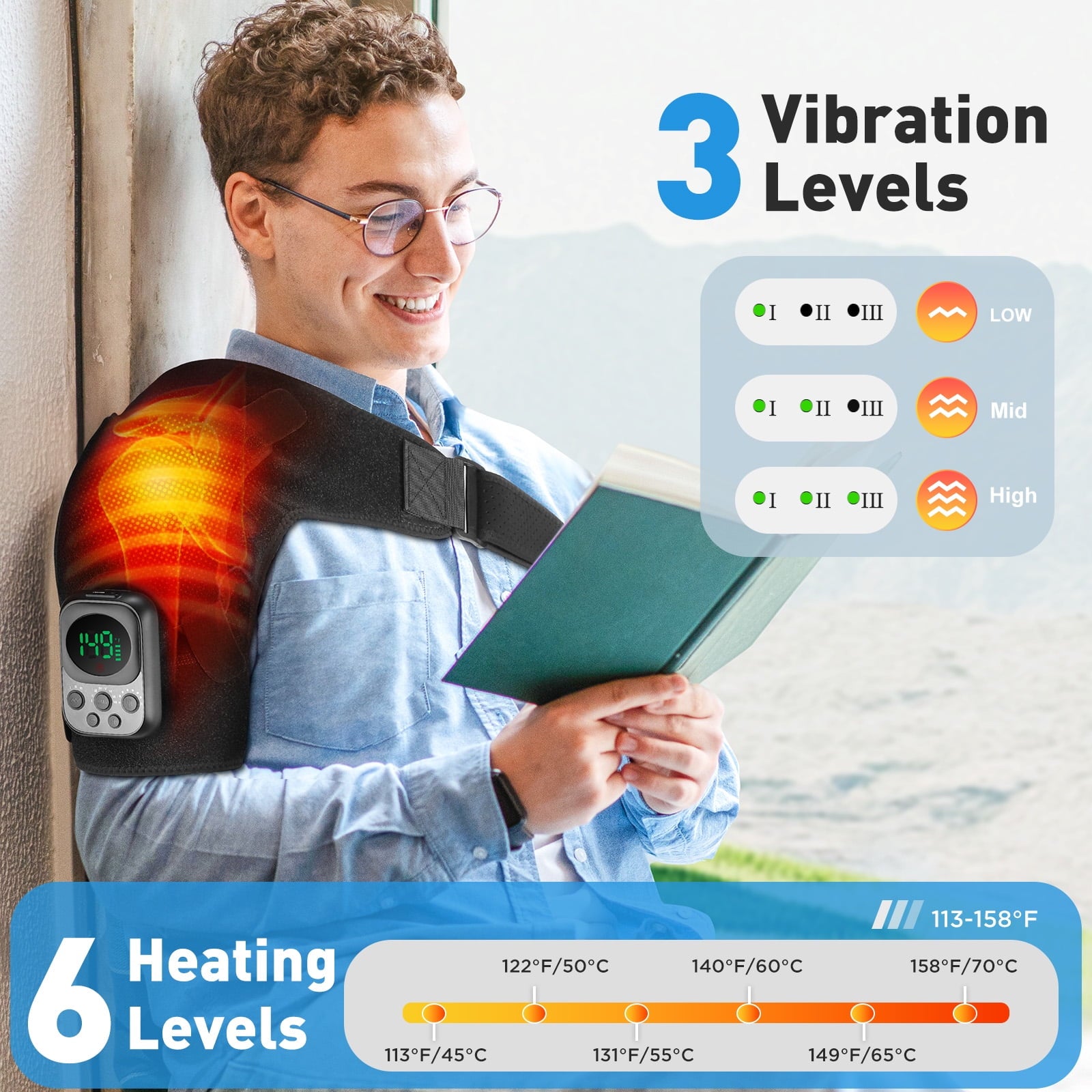 with Massage,Heated Brace for Men Women,Cordless Massager with App Remote Control,Heated Wrap with 6 Heat & 3 Vibrati... - Image 2