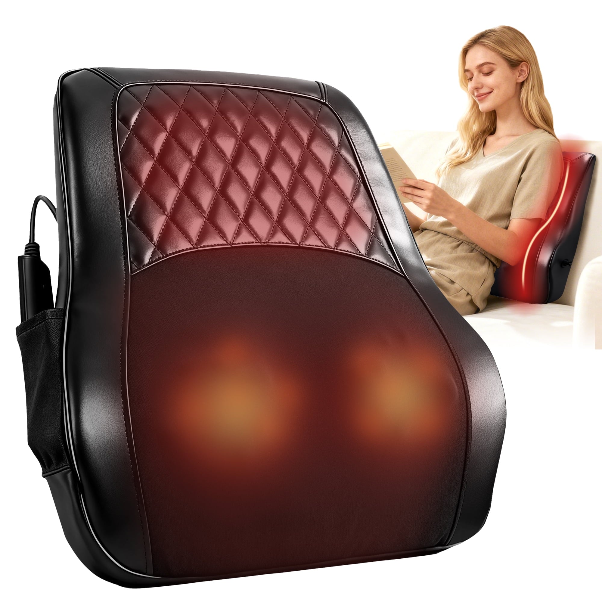 Massager Pillow with Heat, Back Massager for Pain Relief, Neck Massger, 3 Heating Levels & 4 Mode & 3 Intensities, Ch... - Image 3