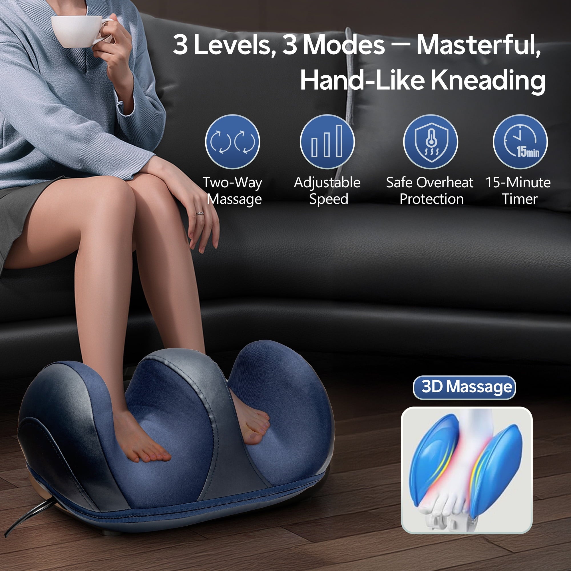 with Heat, Massage and Calf Massage, Deep Kneading Massage, Suitable for Home and Office, Holiday Gifts - Image 2