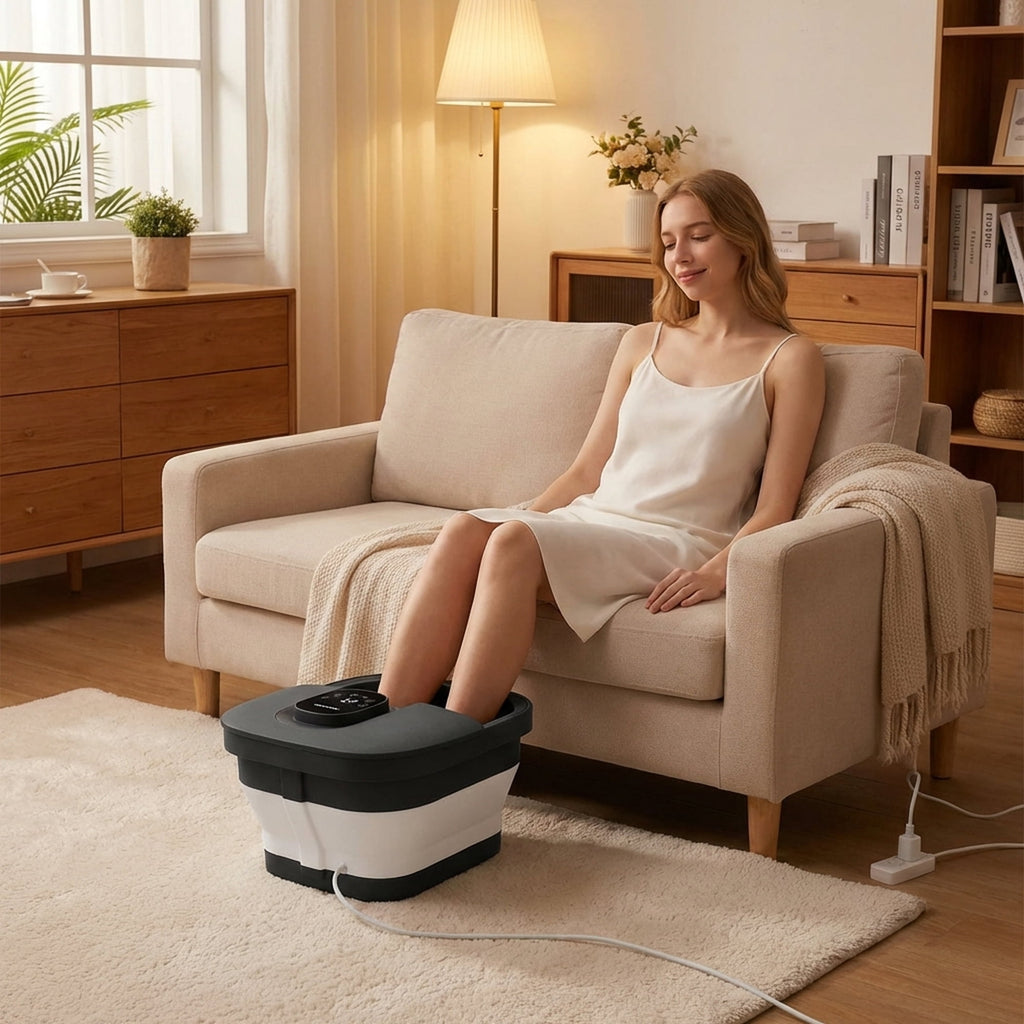 Spa with Massager and Heat, Spa Massager with Bubble Heat, Black - Image 3