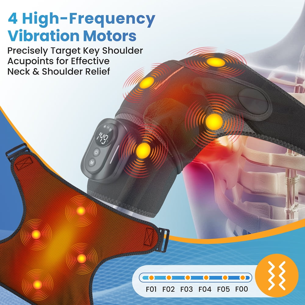 Massager, Heating Pad, Shouder Massage Brace with 5 Heating & Vibration, 3 Timing, 2 Extend Straps, Detachable Remote... - Image 2