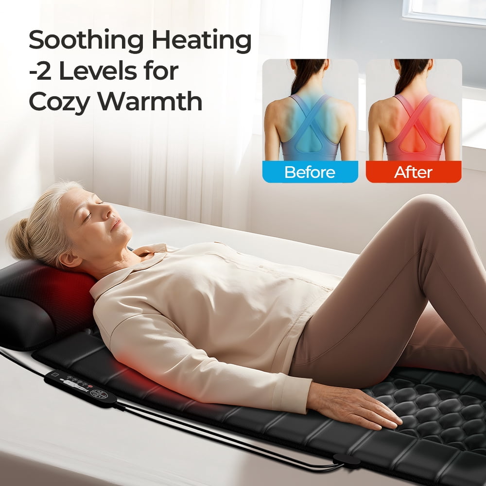 Electric Full Body Massage Mat with Heat Function, 10 Vibration Motors, 9 Intensities, Detachable Pad, Deep Pain Reli... - Image 4