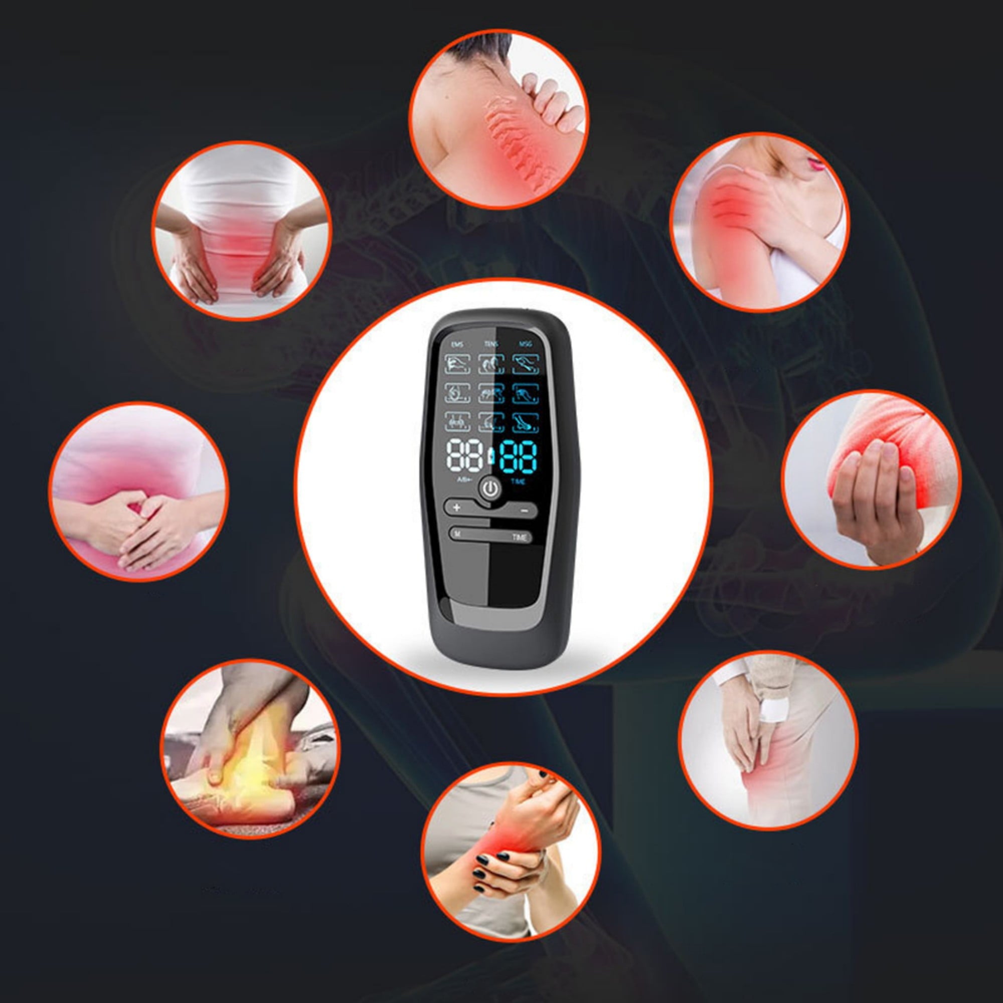 Rechargeable Muscle Stimulator Dual Channel with 8 Reusable Electrode Pads 27 Modes for Back Neck Muscle Relief Manag... - Image 4